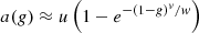 $$ a(g)\approx u\left(1-{e}^{-{(1-g)}^v/w}\right) $$