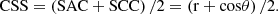 $$ \mathrm{CSS}=\left(\mathrm{SAC}+\mathrm{SCC}\right)/2=\left(\mathrm{r}+\mathrm{cos\theta }\right)/2. $$