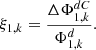 $$ {\xi }_{1,k}=\frac{\Delta {\mathrm{\Phi }}_{1,k}^{{dC}}}{{\mathrm{\Phi }}_{1,k}^d}. $$