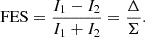$$ \mathrm{FES}=\frac{{I}_1-{I}_2}{{I}_1+{I}_2}=\frac{\Delta }{\mathrm{\Sigma }}. $$