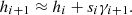 $$ {h}_{i+1}\approx {h}_i+{s}_i{\gamma }_{i+1}. $$