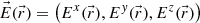 $ \vec{E}(\vec{r})=\left({E}^x(\vec{r}),{E}^y(\vec{r}),{E}^z(\vec{r})\right)$