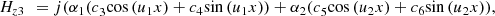 $$ {H}_{z3}\enspace ={j({\alpha }_1(c}_3\mathrm{cos}\left({u}_1x\right)+{c}_4\mathrm{sin}\left({u}_1x\right))+{{\alpha }_2(c}_5\mathrm{cos}\left({u}_2x\right)+{c}_6\mathrm{sin}\left({u}_2x\right)), $$