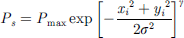 $$ {P}_s={P}_{\mathrm{max}}\mathrm{exp}{\left[-\frac{{{x}_i}^2+{{y}_i}^2}{2{\sigma }^2}\right]}^{\gamma }\enspace $$