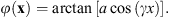 $$ \phi \left(\mathbf{x}\right)=\mathrm{arctan}\left[a\mathrm{cos}\left({\gamma x}\right)\right]. $$