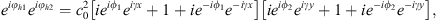 $$ {e}^{i{\phi }_{h1}}{e}^{i{\phi }_{h2}}={c}_0^2\left[i{e}^{i{\phi }_1}{e}^{{i\gamma x}}+1+i{e}^{-i{\phi }_1}{e}^{-{i\gamma x}}\right]\left[i{e}^{i{\phi }_2}{e}^{{i\gamma y}}+1+i{e}^{-i{\phi }_2}{e}^{-{i\gamma y}}\right], $$