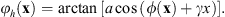 $$ {\phi }_h\left(\mathbf{x}\right)=\mathrm{arctan}\left[a\mathrm{cos}\left(\phi \left(\mathbf{x}\right)+{\gamma x}\right)\right]. $$