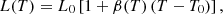 $$ L(T)={L}_0\left[1+\beta (T)\left(T-{T}_0\right)\right], $$
