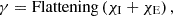 Mathematical equation: $$ \mathbf{\gamma }=\mathrm{Flattening}\left({\mathbf{\chi }}_{\mathrm{I}}+{\mathbf{\chi }}_{\mathrm{E}}\right), $$