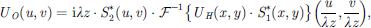 $$ {U}_O(u,v)=\mathrm{i}{\lambda z}\cdot {S}_2^{\mathrm{*}}(u,v)\cdot {\mathcal{F}}^{-1}\left\{{U}_H(x,y)\cdot {S}_1^{\mathrm{*}}\left(x,y\right)\right\}\left(\frac{u}{{\lambda z}},\frac{v}{{\lambda z}}\right), $$