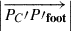 Mathematical equation: $ \left|\overrightarrow{{{P}}_{{C}}{\prime}{{P\prime}_{\mathbf{foot}}}}\right|$
