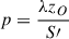 Mathematical equation: $$ p=\frac{\lambda {z}_O}{S\mathrm{\prime}} $$