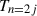Mathematical equation: $ {T}_{n=2j}$
