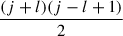 Mathematical equation: $ \frac{(j+l)(j-l+1)}{2}$
