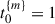 Mathematical equation: $ {t}_0^{\{m\}}=1$