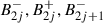 Mathematical equation: $ {B}_{2j}^{-},{B}_{2j}^{+},{B}_{2j+1}^{-}$
