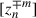 Mathematical equation: $ [{z}_n^{\mp m}]$