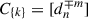 Mathematical equation: $ {C}_{\{k\}}=[{d}_n^{\mp m}]$