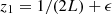 Mathematical equation: $ {z}_1=1/(2L)+\epsilon $