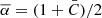 Mathematical equation: $ \overline{\alpha }=(1+\bar{C})/2$