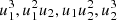 Mathematical equation: $ {u}_1^3,{u}_1^2{u}_2,{u}_1{u}_2^2,{u}_2^3$