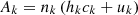 Mathematical equation: $$ {A}_k={n}_k\left({h}_k{c}_k+{u}_k\right) $$