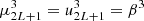 Mathematical equation: $ {\mu }_{2L+1}^3={u}_{2L+1}^3={\beta }^3$