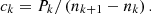 Mathematical equation: $$ {c}_k={P}_k/\left({n}_{k+1}-{n}_k\right). $$