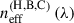 Mathematical equation: $$ {n}_{\mathrm{eff}}^{\left(\mathrm{H},\mathrm{B},\mathrm{C}\right)}\left(\lambda \right) $$