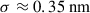 Mathematical equation: $$ \sigma \approx 0.35\ \mathrm{nm} $$